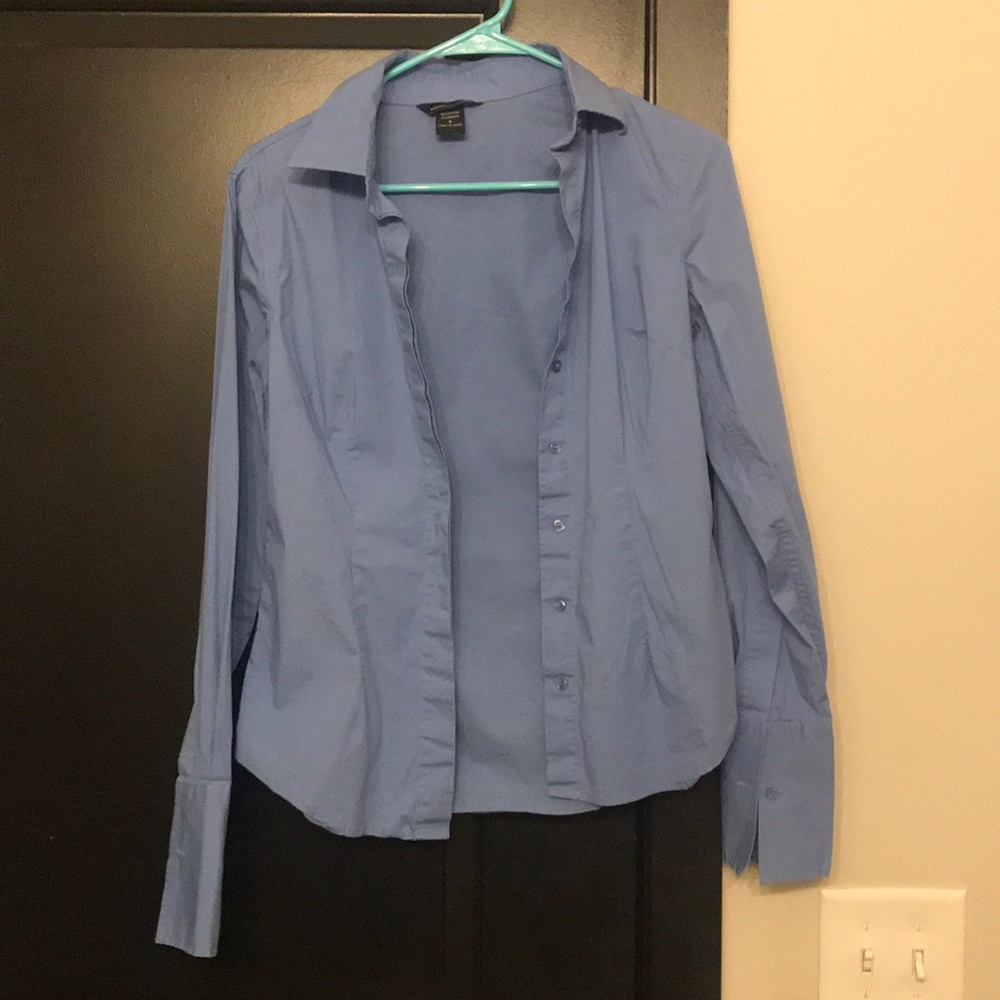 Blue button down work shirt